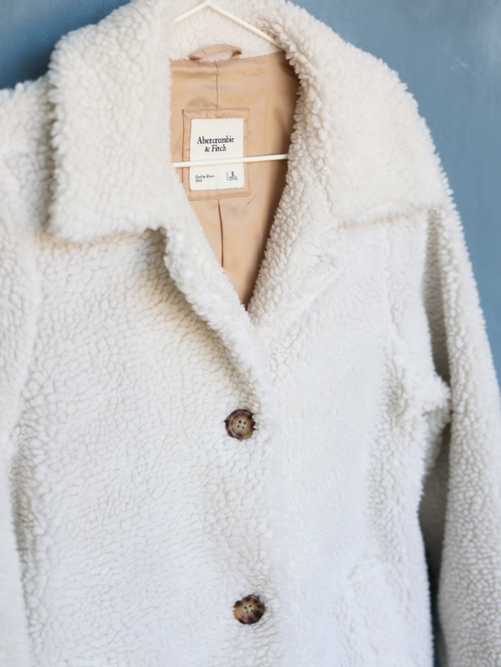 Abercrombie & Fitch Sherpa teddy coat white